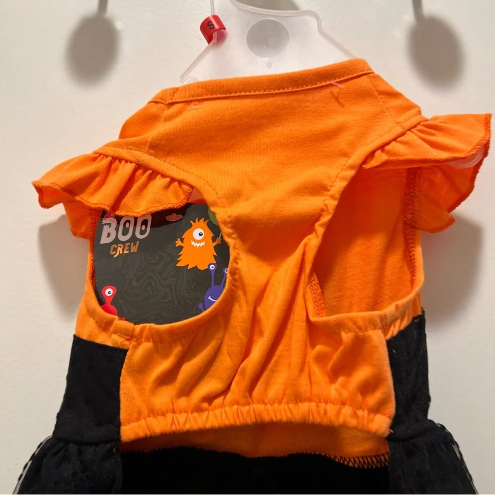 Halloween owl dog dress orange black small spooky